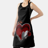 Tablier Love Heart Black Kitchen Cooking Mess Free Large (Insitu)