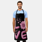 Tablier Love Tournesol Rose (Porté)