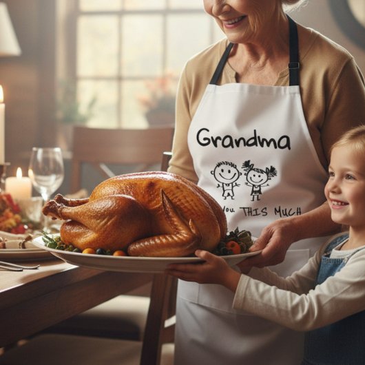 Tablier Love You Grandma Kids Art Personalized Gift