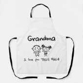 Tablier Love You Grandma Kids Art Personalized Gift (Recto)