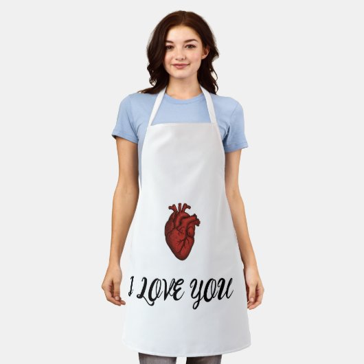 Tablier Love You - kitchen Gift  (Porté)