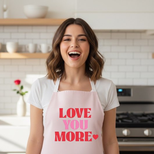 Tablier Love You More Pink Cute Valentine 