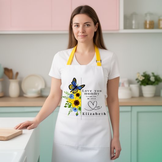 Tablier Love You Mummy Personalized Floral Apron
