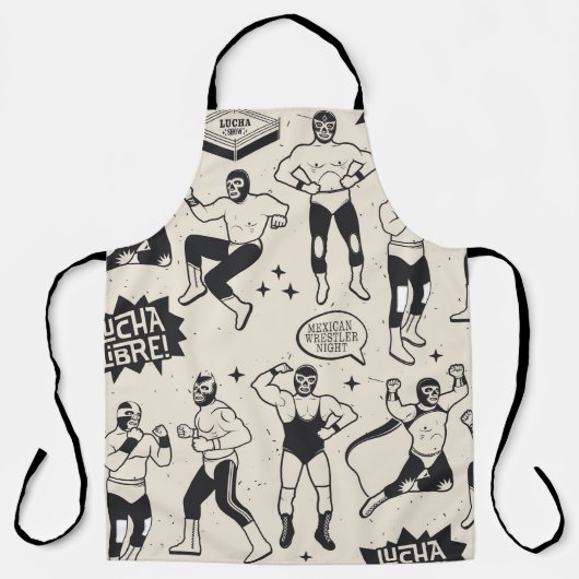 Tablier Lucha Libre : motif de lutteurs mexicains (Recto)