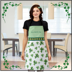 Tablier Lucky Charms Shamrock Apron Vert Blanc Or