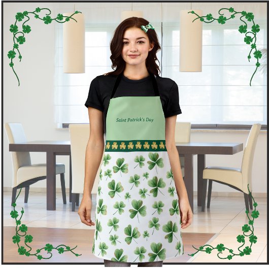 Tablier Lucky Charms Shamrock Apron Vert Blanc Or