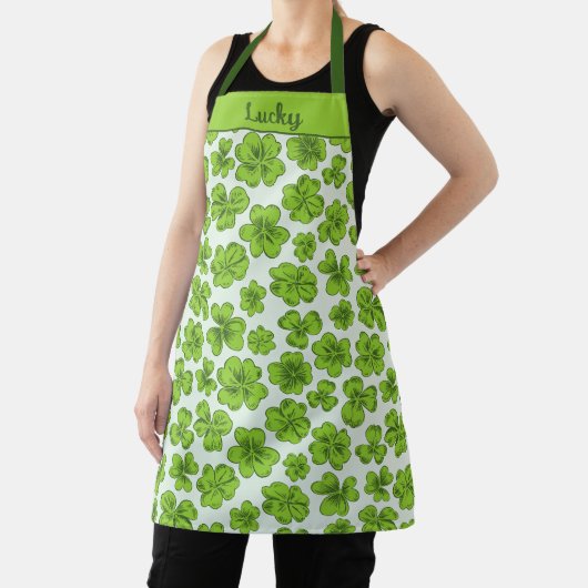Tablier Lucky Green Shamrock Clochers Design (Insitu)