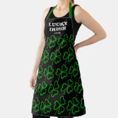 Tablier Lucky Irish Green Shamrock Motif noir Monogramme (Insitu)