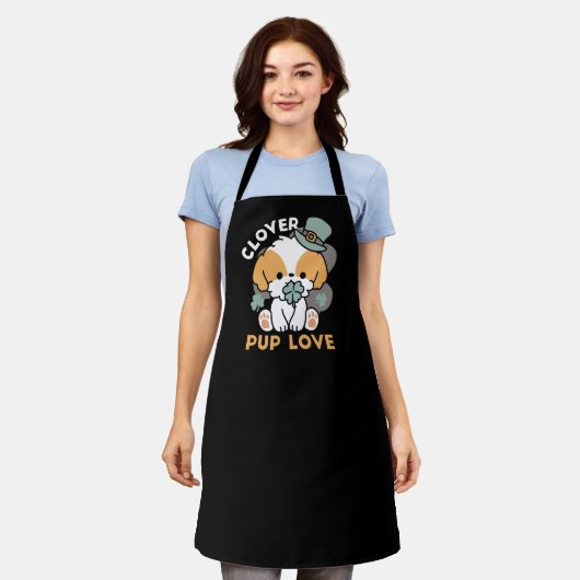 Tablier Lucky Pup with Clover - St. Patrick's Day Cadeau (Porté)