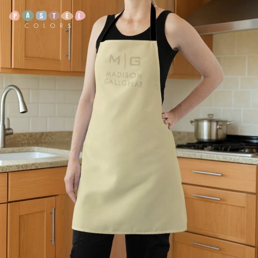 Tablier Lumière Douce Solide Pastel Beige Jaune Citron Cou