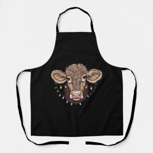 Tablier Lumières de la ferme de Noël amoureux de vache agr