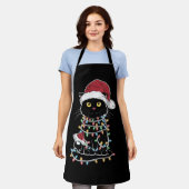 Tablier Lumières de Noël Amoureux de les chats amusantes (Porté)