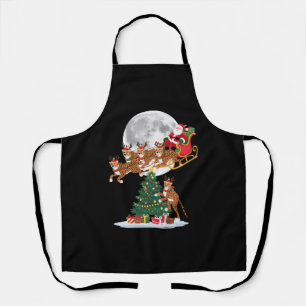 Tablier Lumières de sapin de Noël Funny Santa chevauchant