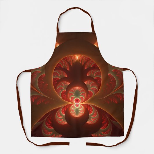 Tablier Lumineuse Abstrait moderne orange rouge fractal (Recto)