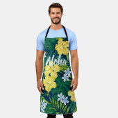 Tablier Luna Hibiscus Garden Hawaiian - Jaune et Marine (Porté)