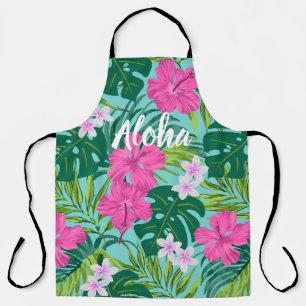 Tablier Luna Hibiscus Garden Hawaiian - Rose et Turq