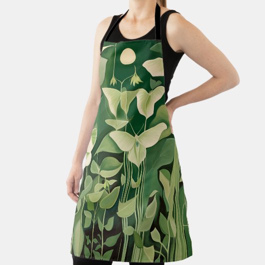 Tablier Luna Moth et fleurs - Vert et Crème (Insitu)