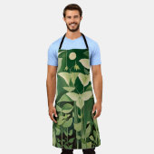 Tablier Luna Moth et fleurs - Vert et Crème (Porté)