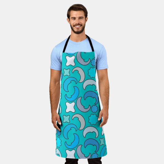 Tablier Lune bleue nuageuse (Porté)