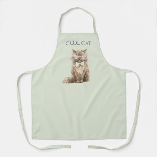 Tablier Lunettes de chat cool marron violet menthe   (Recto)