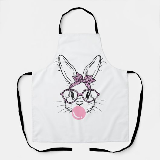 Tablier Lunettes de léopard visage de lapin Bubble Gum Jou (Recto)