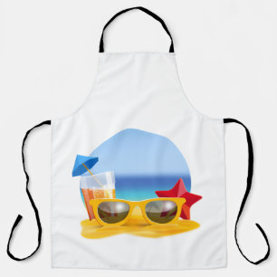 Tablier Lunettes de soleil et scène de plage pour l'été