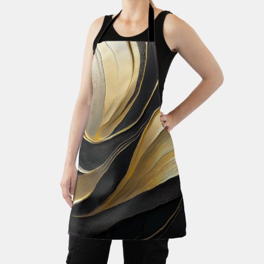 Tablier Luxe Abstrait moderne noir et or- (Insitu)