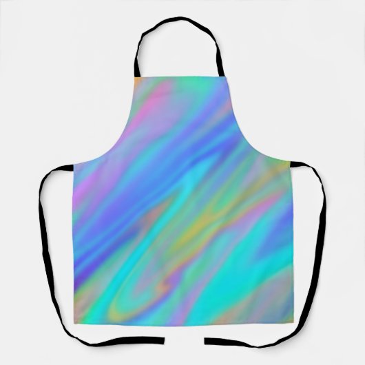 Tablier Luxe tendance vert bleu violet holographique faux (Recto)