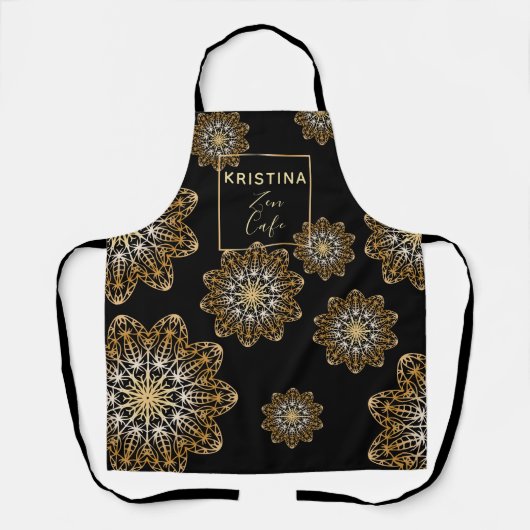 Tablier Luxueux Elégant Métallic Faux Gold Mandalas (Recto)