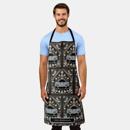 Tablier Luxury Car Art Deco Men's Apron (Porté)