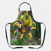 Tablier Lys d'Asie hybride noir : Flore élégant (Recto)