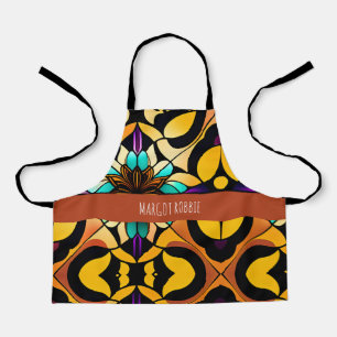 Tablier Lys en verre tendu Fleurs Jaunes Motif en mosaïque