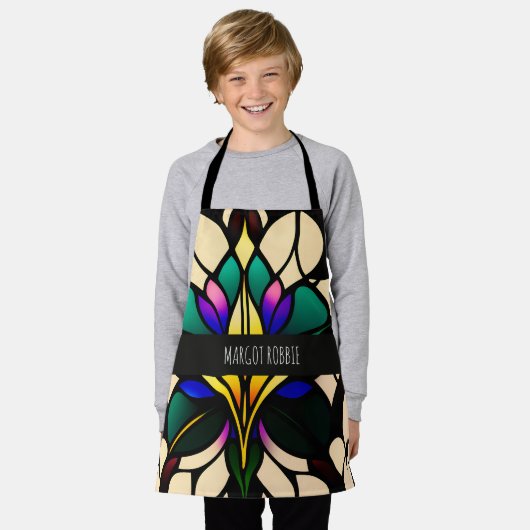 Tablier Lys en verre tendu Motif en mosaïque verte (Porté)