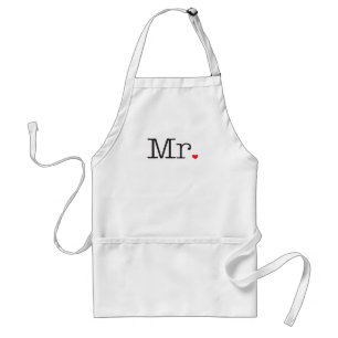 Tablier M. Black Typewriter Red Heart Mens Mariage