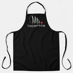 Tablier M. Elegant Script Coeur Personnalisé Mariage Monog