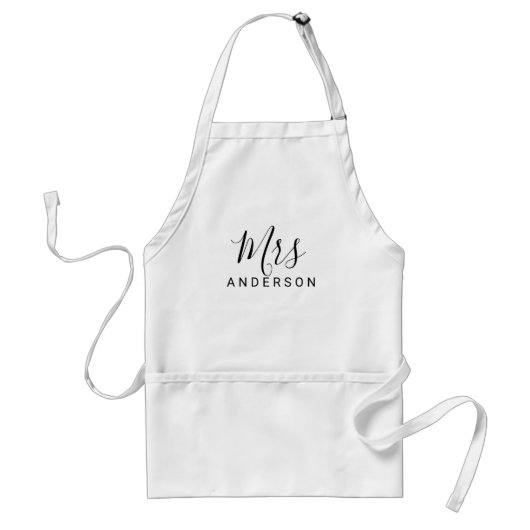 Tablier M. et Mme. | Mariage de script moderne noir et bla (Devant)