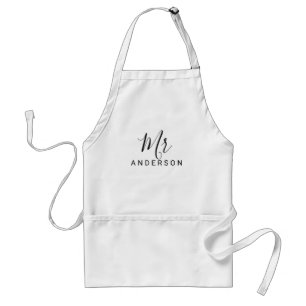Tablier M. et Mme.   Mariage de script moderne noir et bla