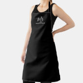 Tablier M. et Mme.| Script moderne noir et blanc (Insitu)