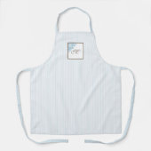 Tablier M French Blue Stripe Fleur de Lis Script Monogramm (Recto)