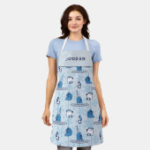 Tablier M. Narwhal Blue Snowflake Motif (Porté)