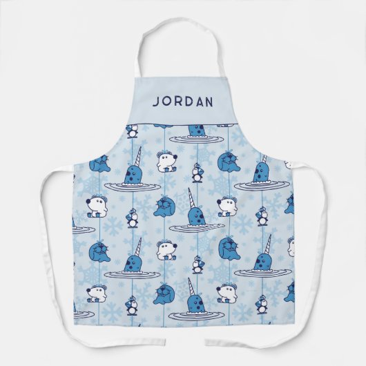 Tablier M. Narwhal Blue Snowflake Motif (Recto)