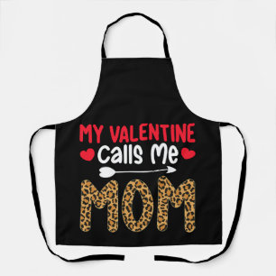 Tablier Ma Saint-Valentin m'appelle maman léopard plaid bu