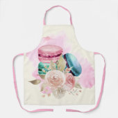 Tablier Macarons et fleurs colorés Aquarelle (Recto)