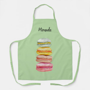 Tablier Macarons français aquarelle peints à la main