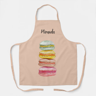 Tablier Macarons français aquarelle peints à la main