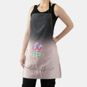 Tablier Macarons Parties scintillant noire Ombre Rose or (Insitu)