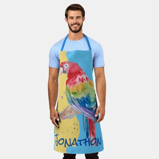Tablier Macaws Macaw Parrot Mens Nom personnalisable (Porté)