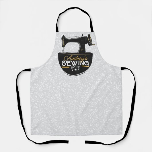 Tablier Machine à coudre antique AJOUTER LE NOM Seamstress (Recto)
