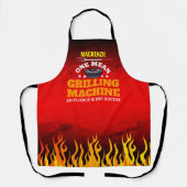 Tablier Machine à griller drôle avec nom et flamme (Recto)