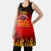 Tablier Machine à griller moyenne drôle avec nom et flamme (Insitu)